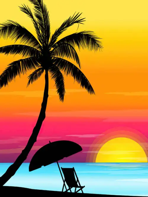 Beach sunset vector wallpaper