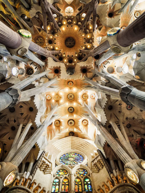 Ceiling of Sagrada Familia wallpaper for mobiles and tablets