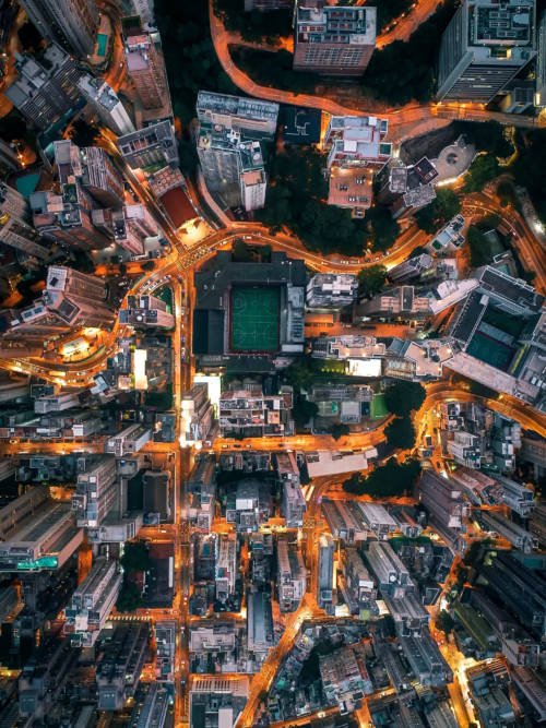 City aerial view wallpaper