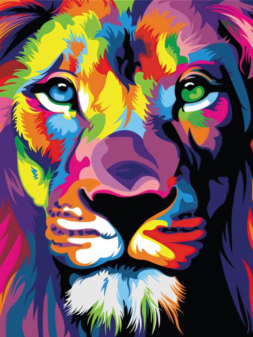 Colored lion wallpaper for mobiles and tablets