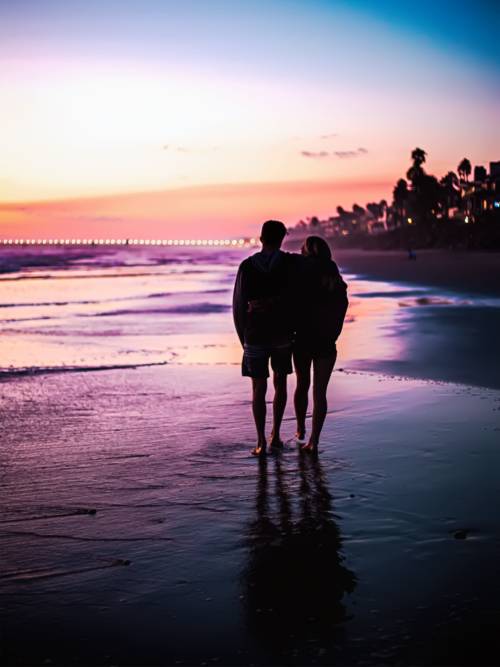 Couple on the beach wallpaper for mobiles and tablets