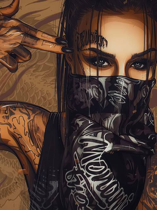Gangster girl drawing wallpaper for mobiles and tablets