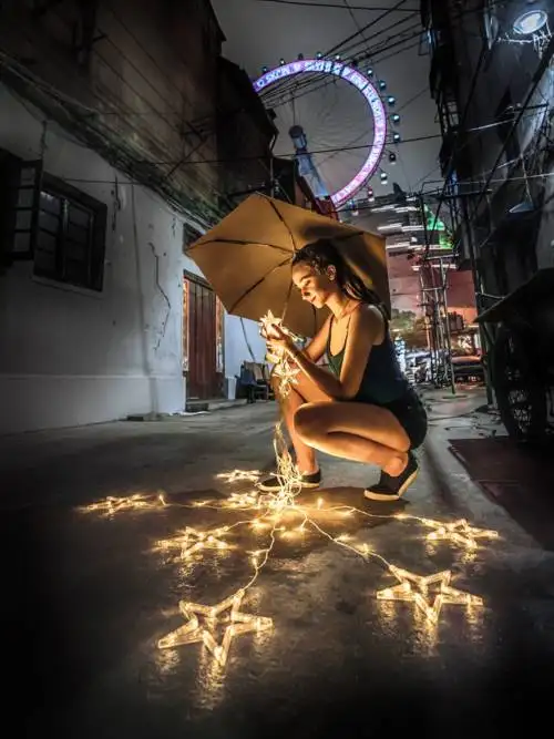 Girl with lights wallpaper