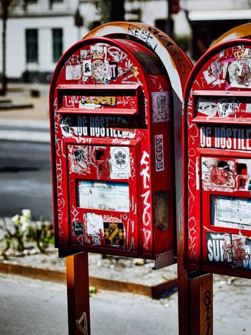 Mail boxes with stickers wallpaper for mobiles and tablets