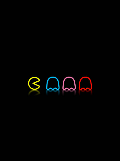 Pac-Man neon wallpaper for mobiles and tablets