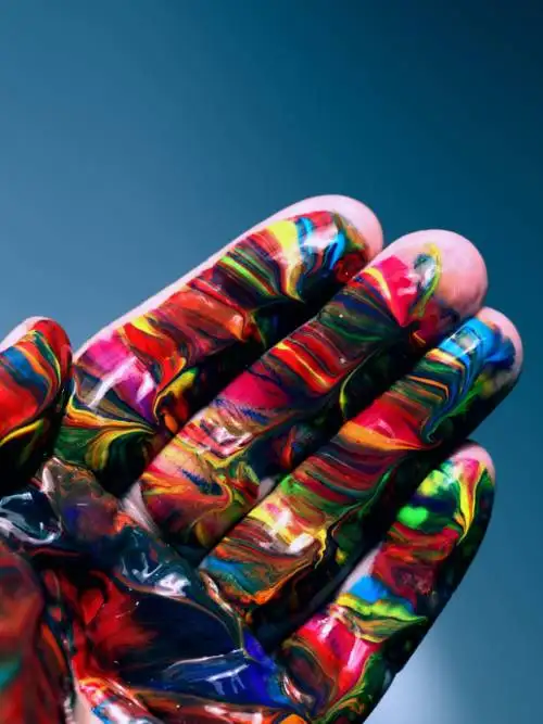 Painted hand wallpaper