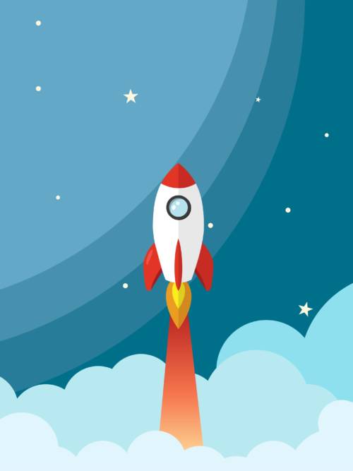 Vector space rocket wallpaper for mobiles and tablets