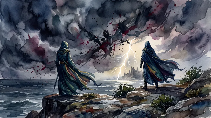 Papel de Parede Figuras de fantasia sombria antes da tempestade