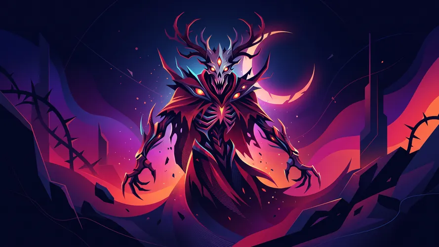 Demônio de fantasia sombria com chifres