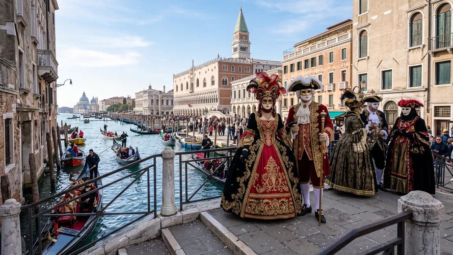 Venetiansk karnevalsmaskerad i Venedig
