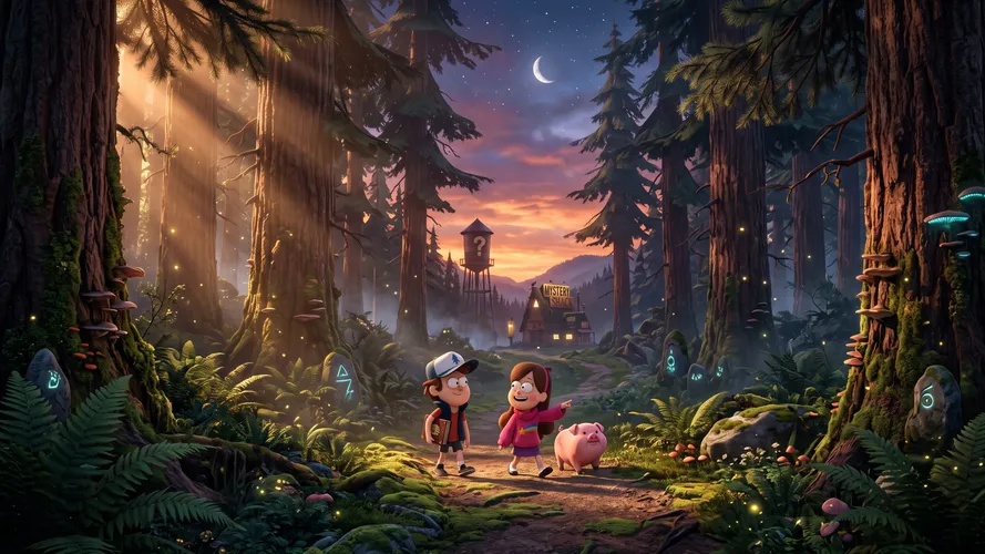 Aventura en el bosque de Gravity Falls con Dipper y Mabel