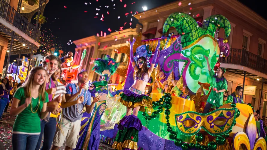 Célébration animée du défilé du Mardi Gras