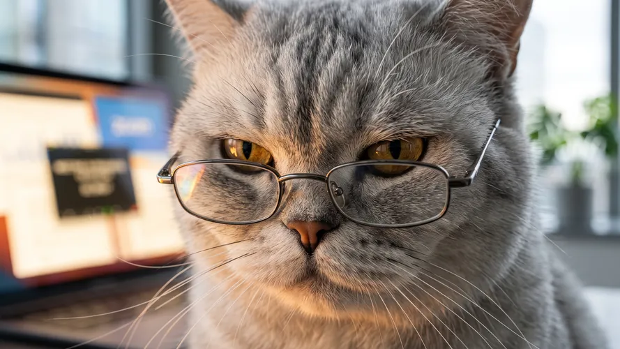 Smart Cat Wearing Glasses