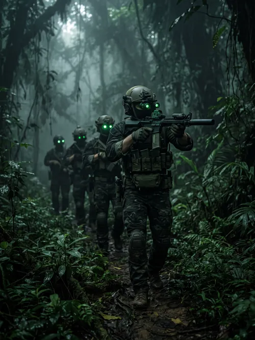 Special Forces in Misty Jungle