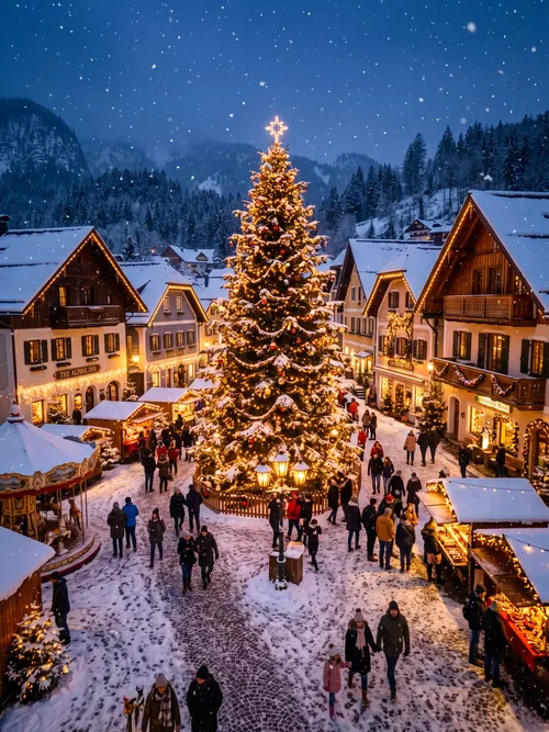 Magical Winter Village Christmas Tree