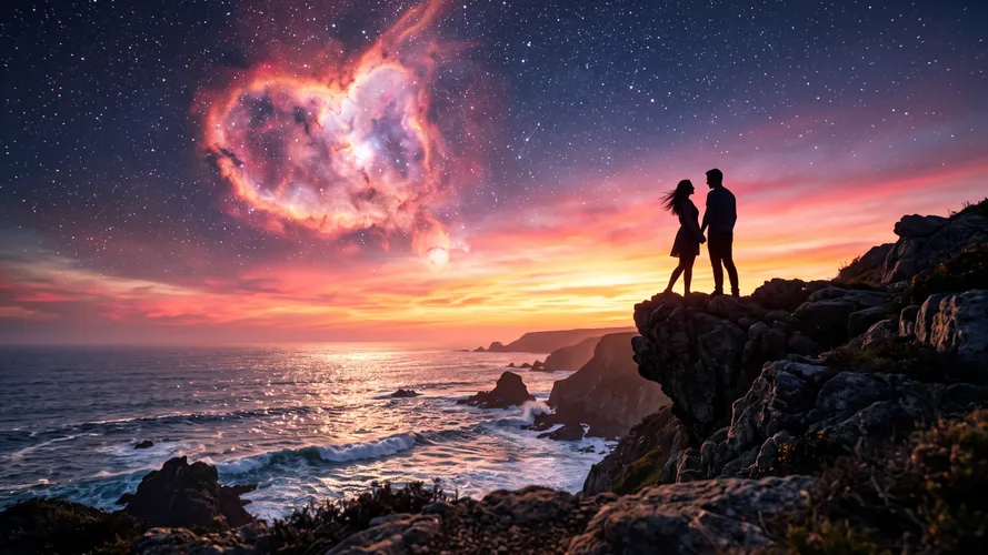 Couple Under Heart Nebula