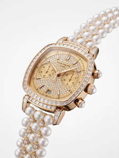 Luxury Patek Philippe watch with diamonds and pearls