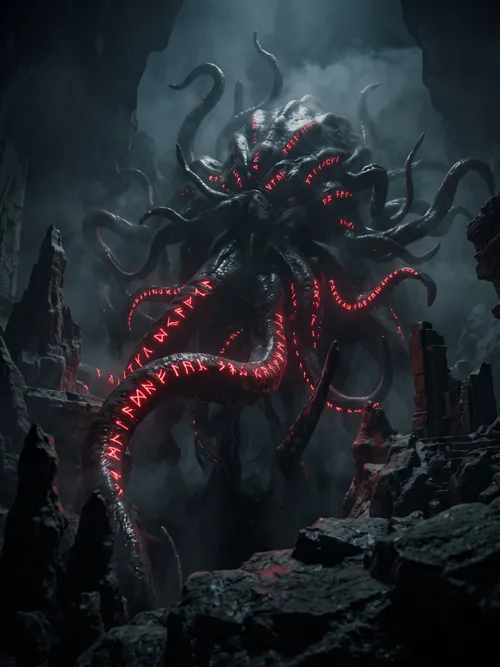 Dark Cthulhu Monster in Cave