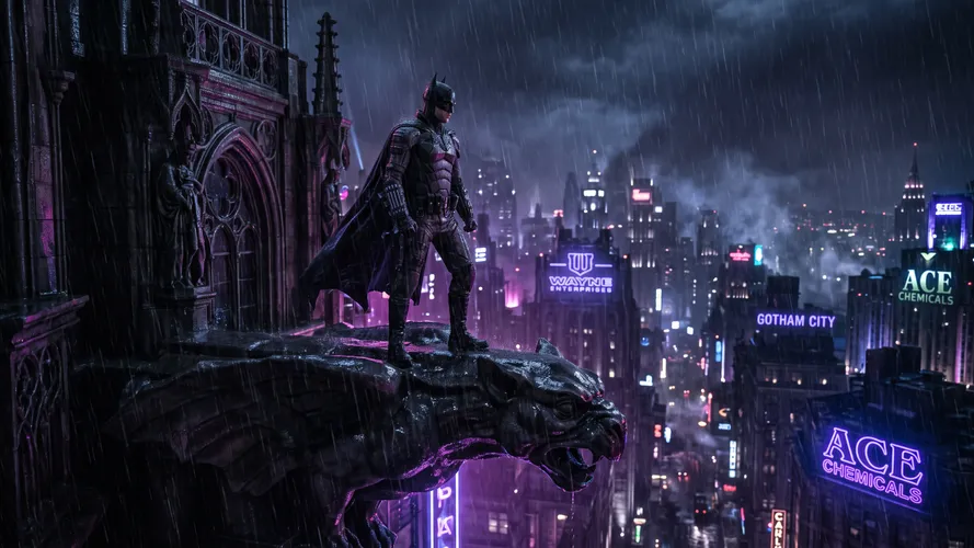 Batman on Gotham City Gargoyle
