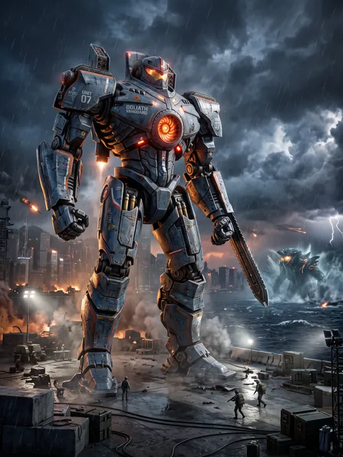 Ogromny robot mecha w walce