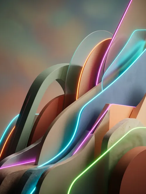 Abstract Neon Glowing Curves