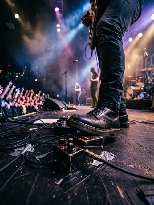Fondo de Pantalla Guitarrista de rock en escenario de concierto