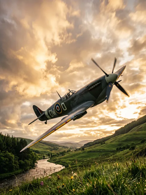 Avion de chasse vintage en vol