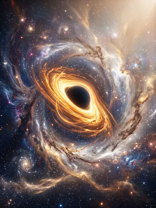 Glowing Black Hole in Space