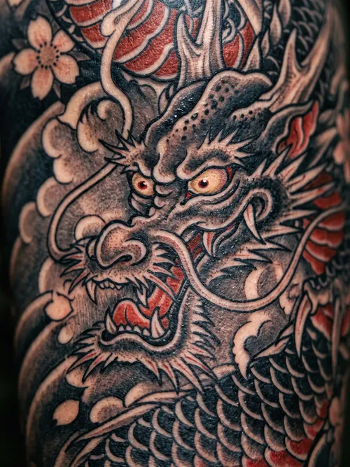 Arte de Tatuaje de Dragón Japonés