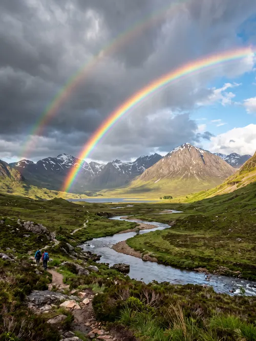 Dubbele Regenboog Boven Bergvallei