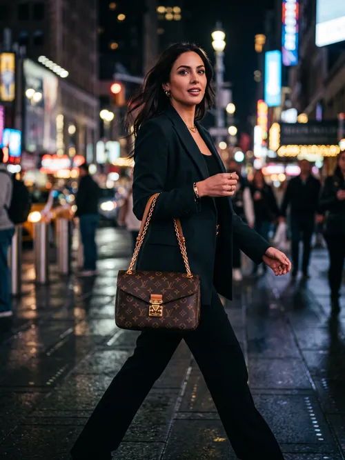 Stylish Woman Walking in City
