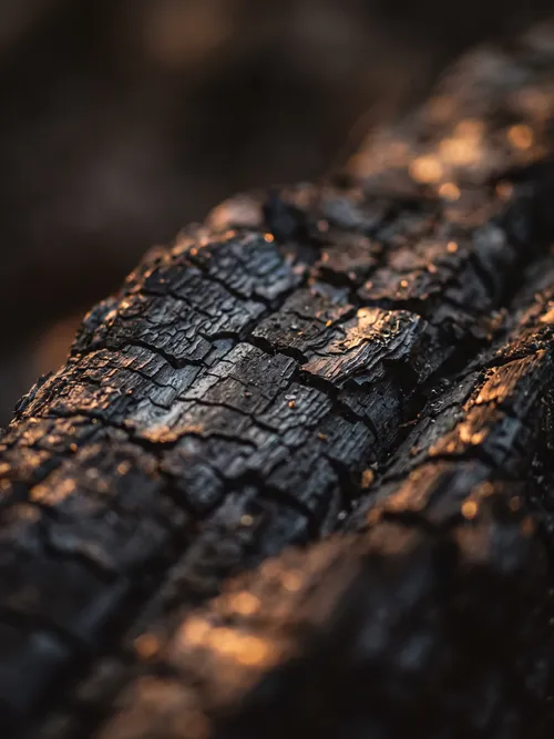 Nahaufnahme von verbranntem Holz