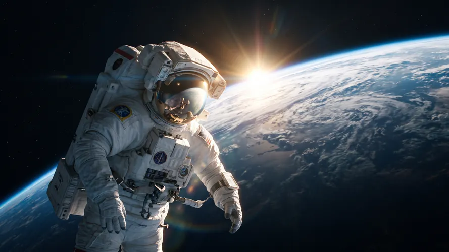 Astronaut Spacewalk Above Planet Earth