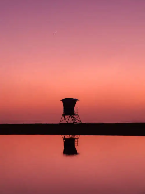 Lifeguard tower reflection